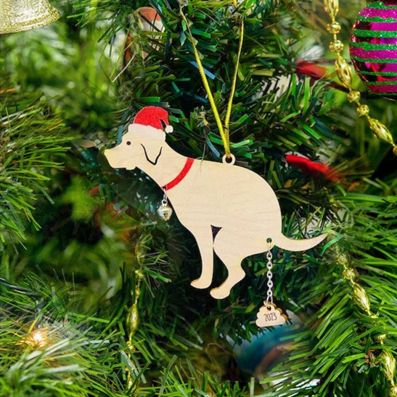 Poepende hond kerstversiering