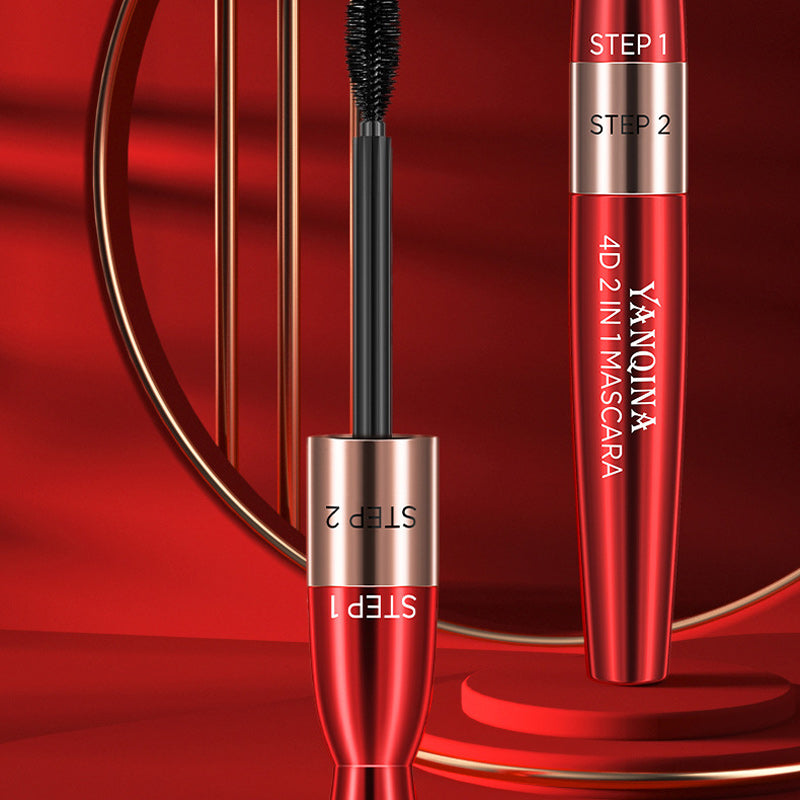 Mascara voor verlenging en volume met dubbele borstel
