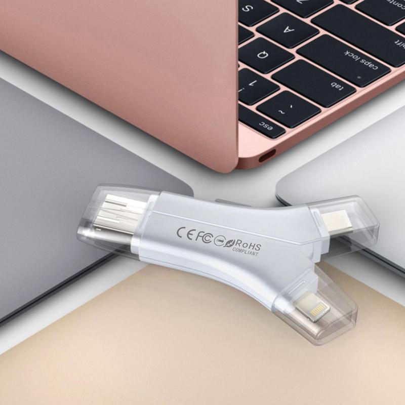 4-in-1 draagbare geheugenkaartlezer voor telefoons