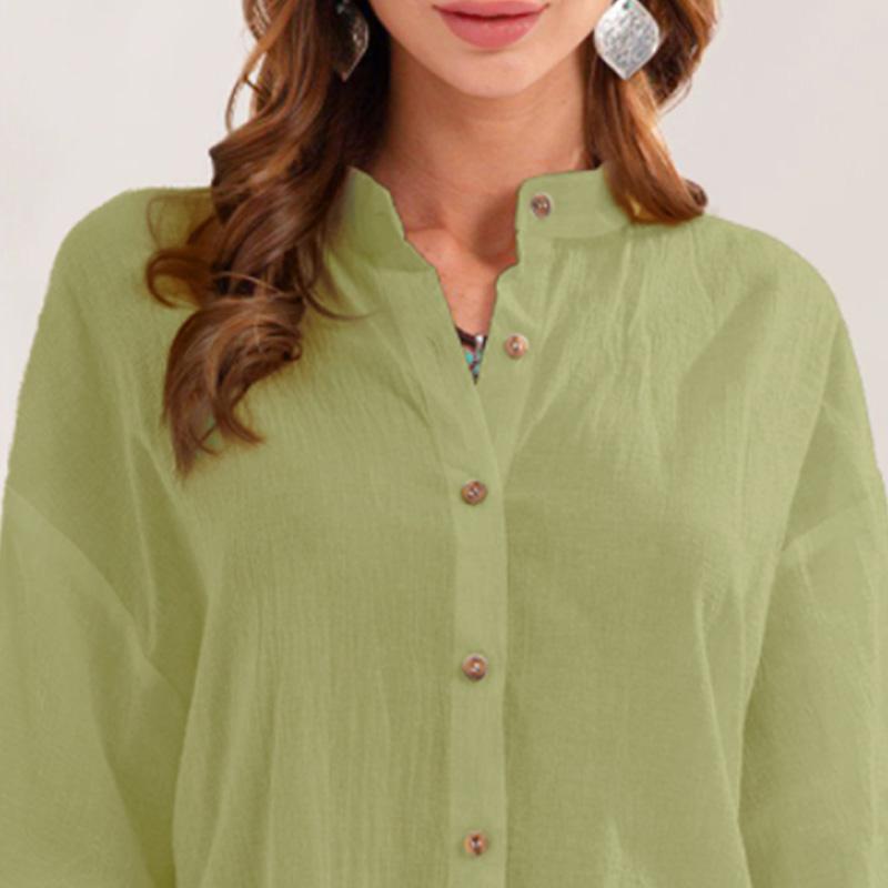 katoenen damesshirt met lange mouwen