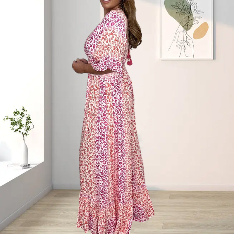 Geometrie multi-print kimono-jumpsuits met V-hals