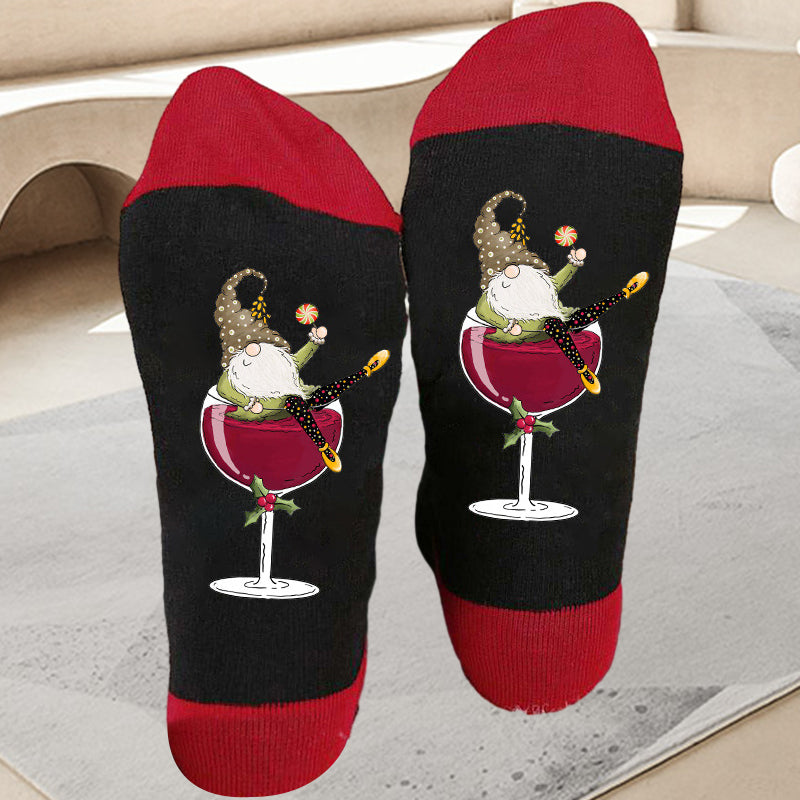 Gnome wijnglas Unisex Crew sokken