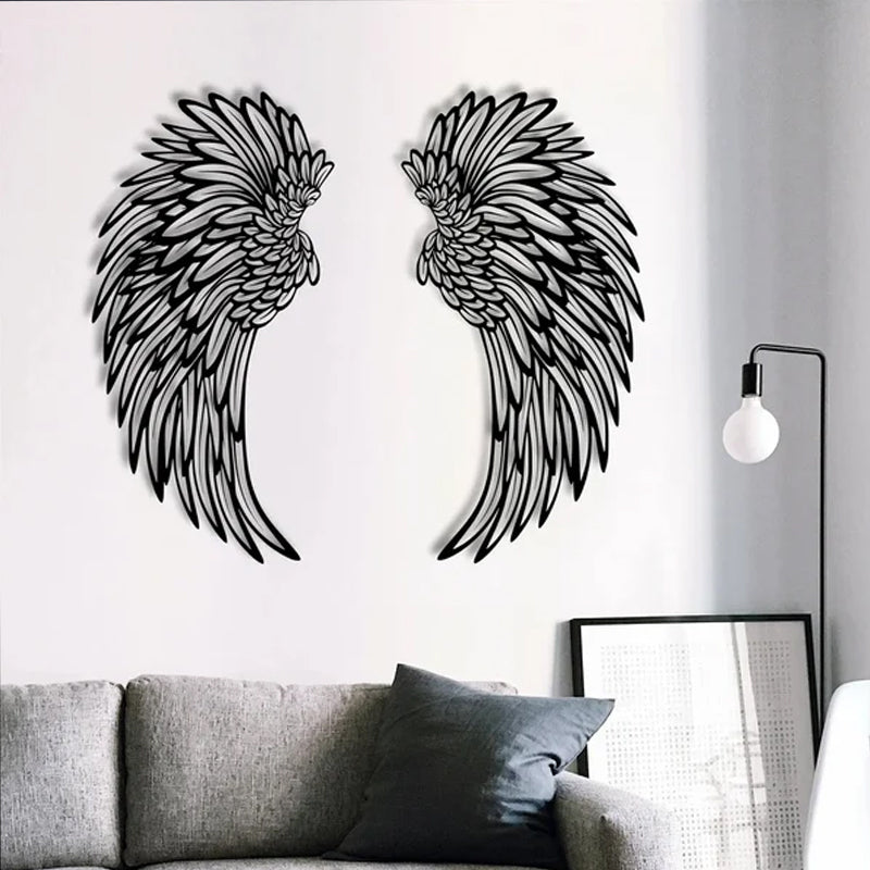 Black Angel Wings metalen vleugels kunst aan de muur met LED-verlichting