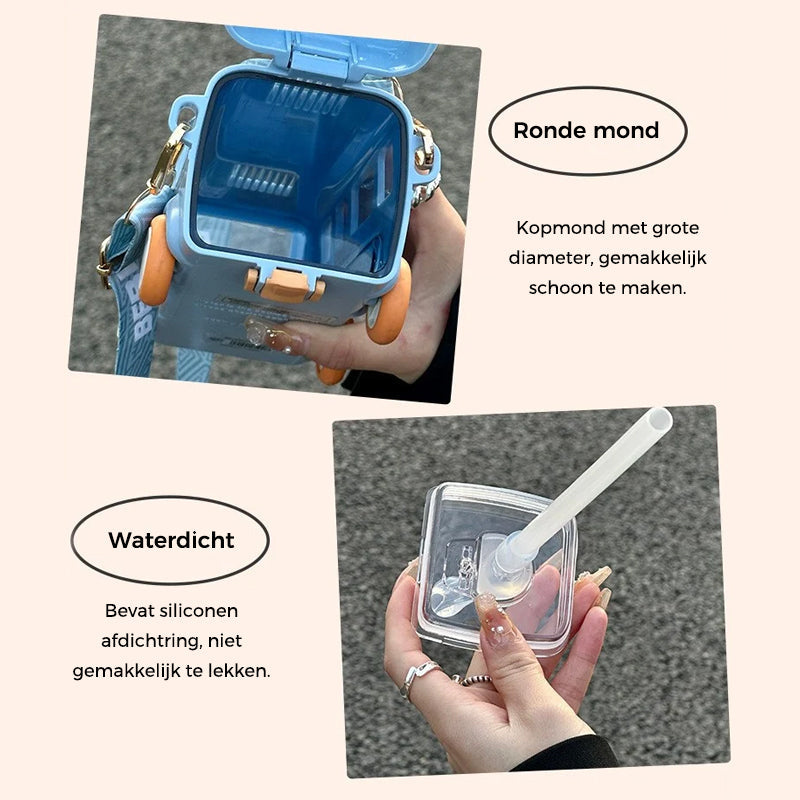 Draagbare waterbeker in busvorm