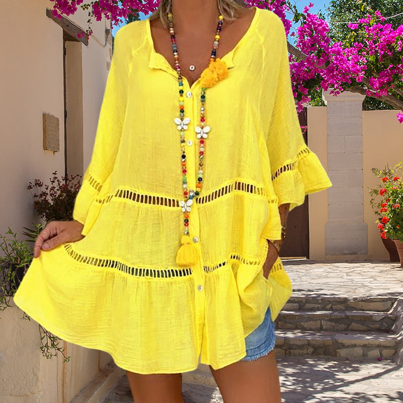 Top met uitgesneden 3/4 mouwen