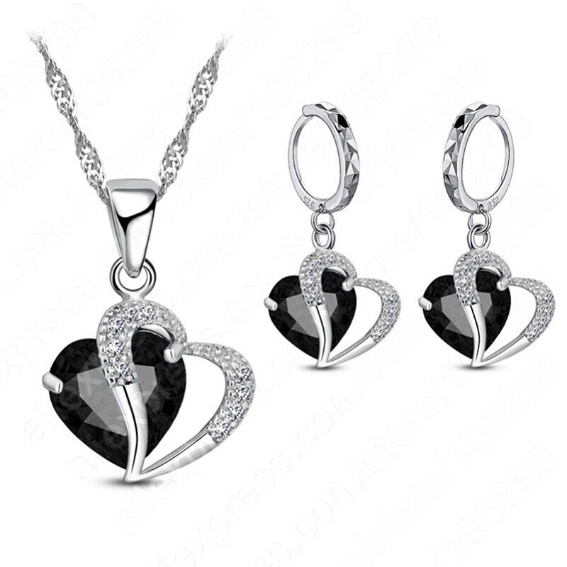 Hart Design Zirkoon Ketting Hanger Oorbellen Sets