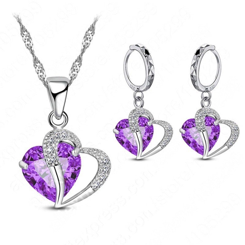 Hart Design Zirkoon Ketting Hanger Oorbellen Sets