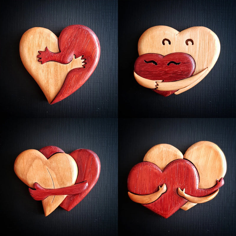 Liefdevolle harten houten Intarsia Pinback knop