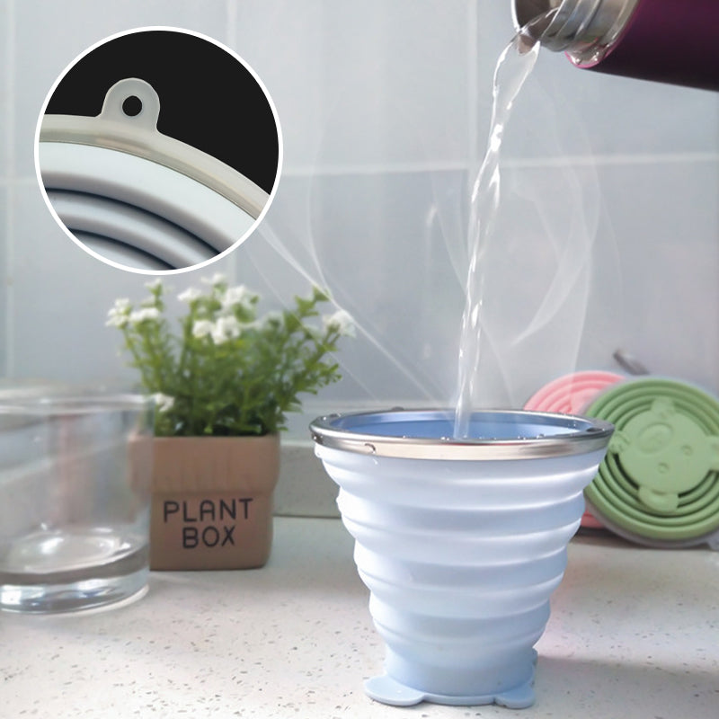 Draagbare siliconen beker voor op reis