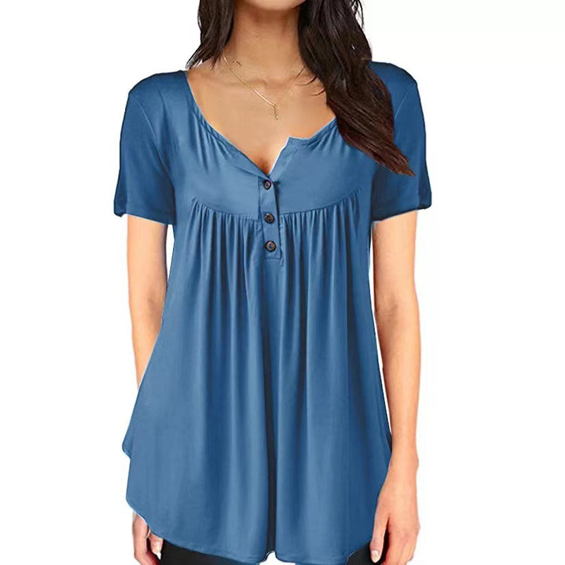 Effen T-shirt met ruches voor dames
