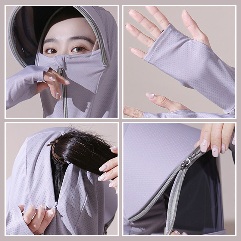 Ice silk windjack met uv-bescherming en capuchon