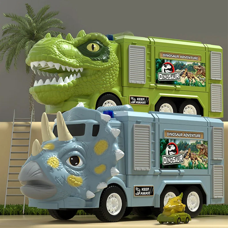 🦖Nieuwe dinosaurus transformerende technische vrachtwagenbaanspeelgoedset met licht en muziek