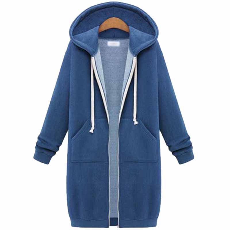 Vrijetijds lange hoodie met ritssluiting