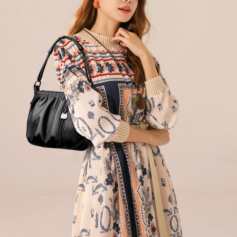 Schoudertas voor dames met retro textuur