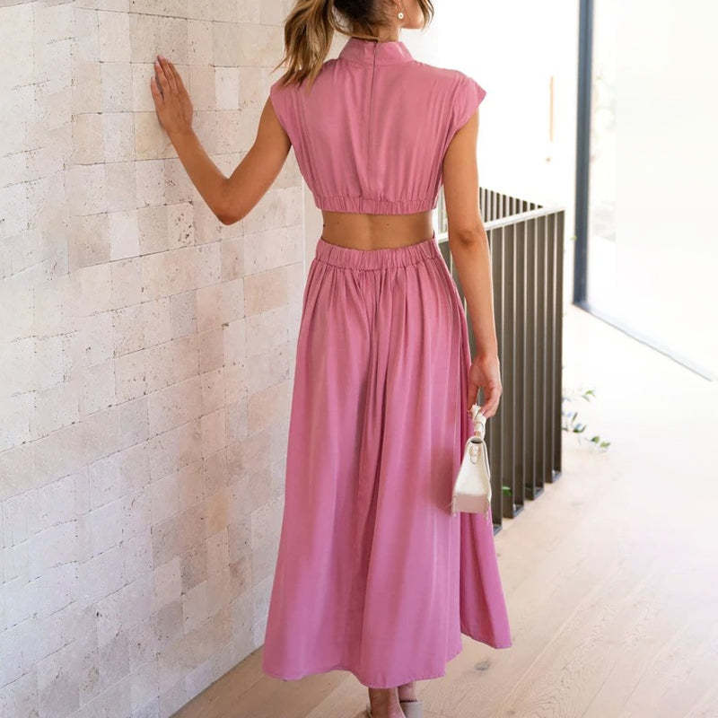 Cutout at the waist vacation midi dress