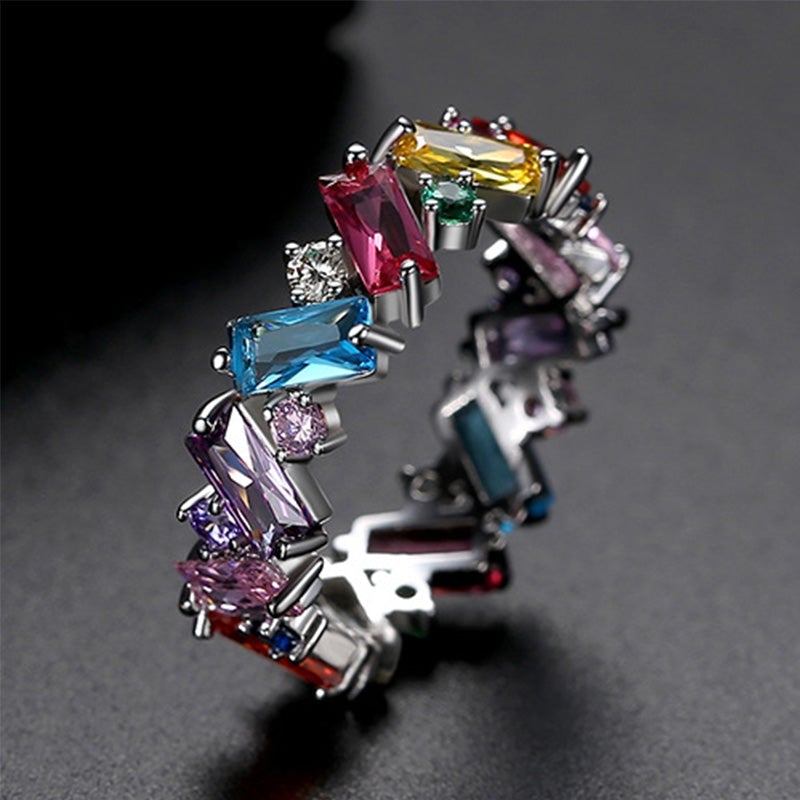 Ring met regenboog zirkoon