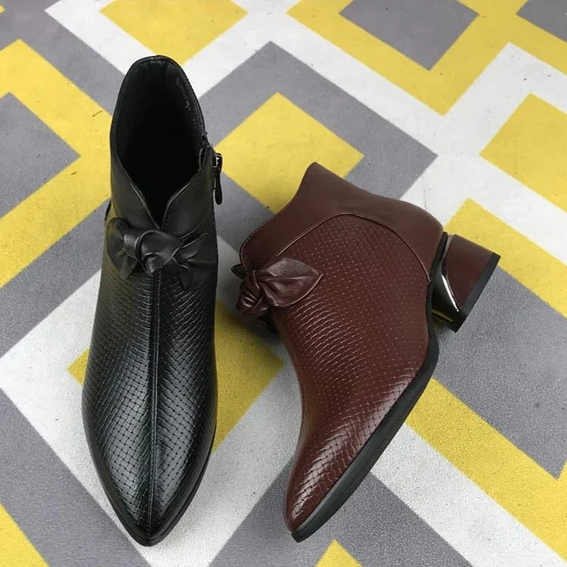 Damesmode echt lederen schoenen met hoge hakken