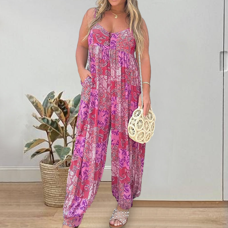 Bedrukte losse hemdjumpsuit