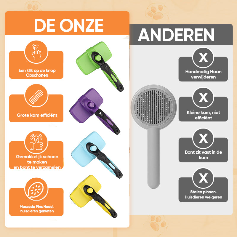 Zelfreinigende Slicker-borstel voor honden en katten