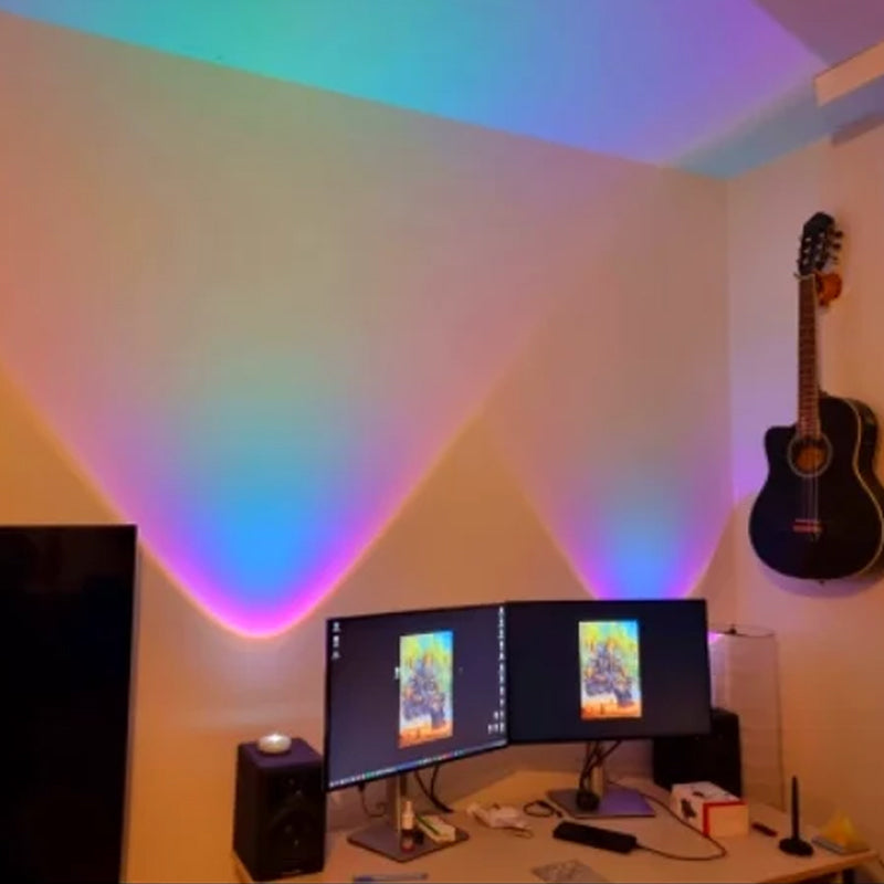 Zonsondergangprojectie onder kastlicht