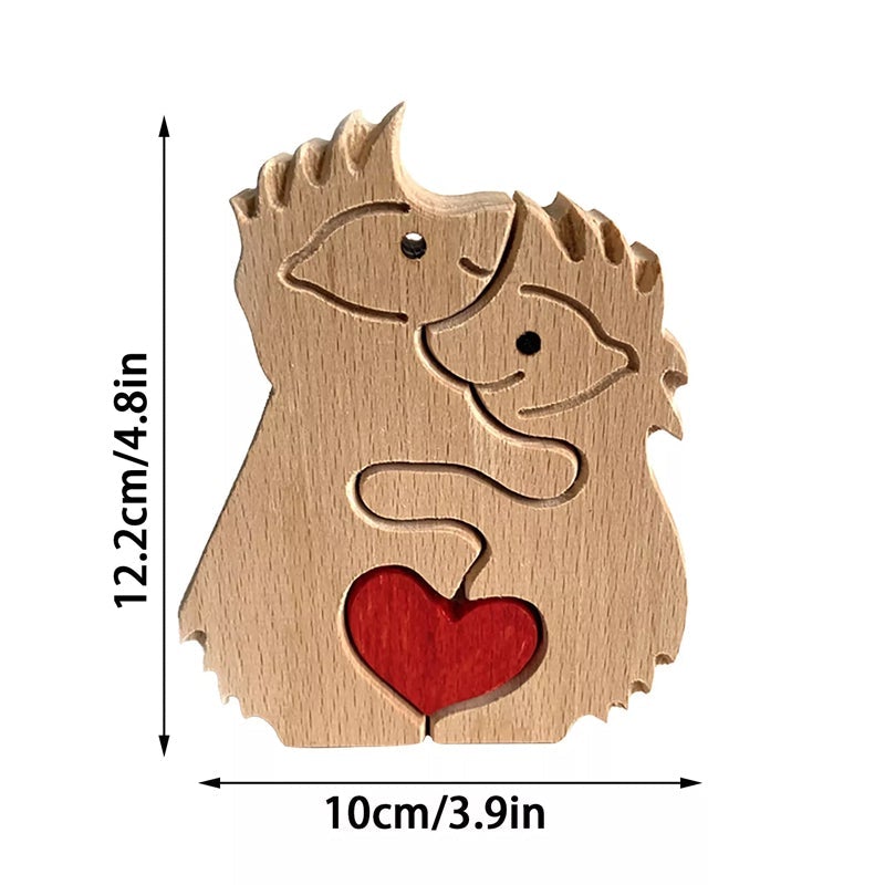 Dieren knuffelen decoratie gemaakt van hout