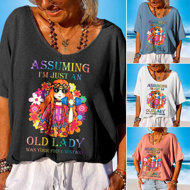 T-shirt met V-hals en print voor meisjes