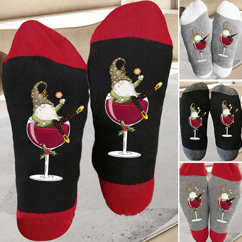 Gnome wijnglas Unisex Crew sokken