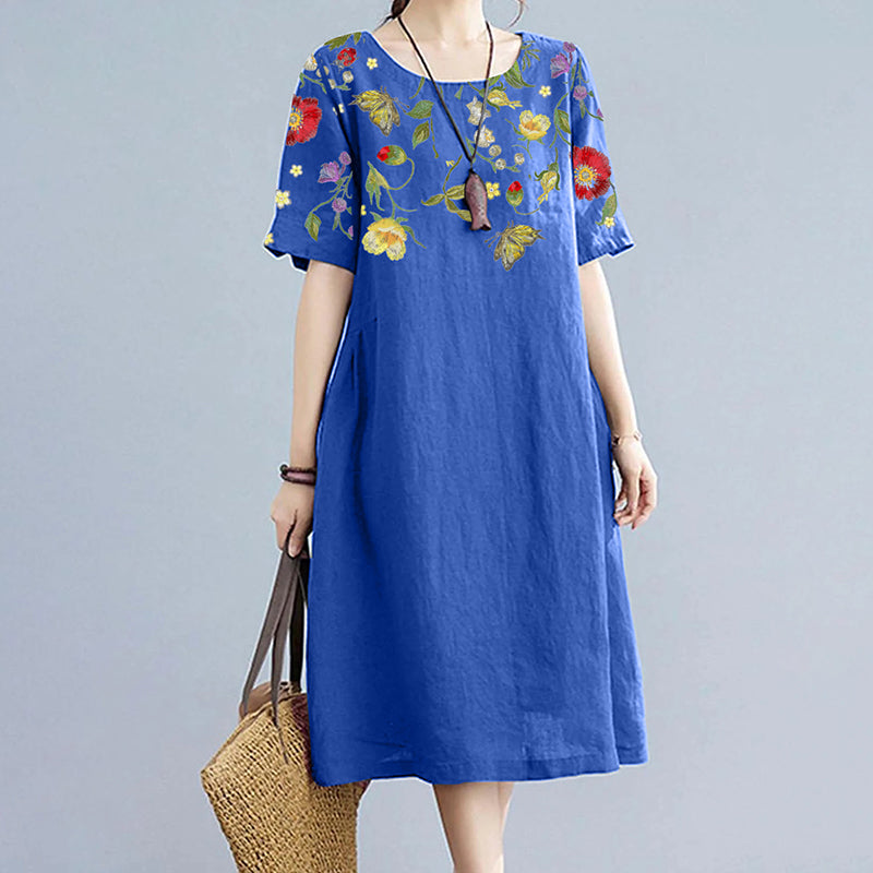 Bedrukte losse jurk met korte mouwen