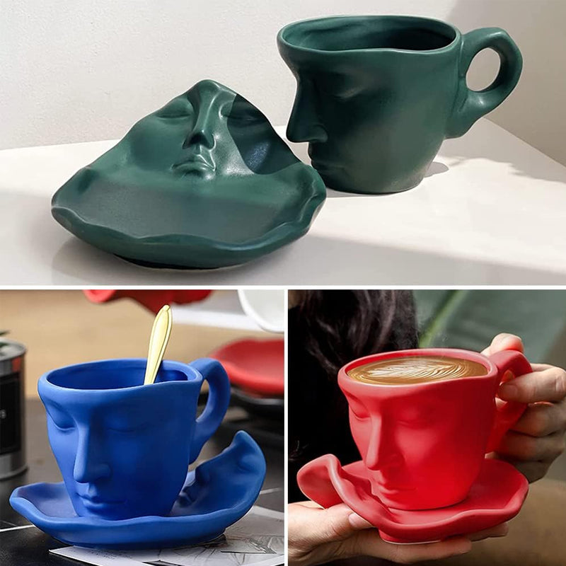Metalen aanraken gezicht creatieve keramische kus koffiemok