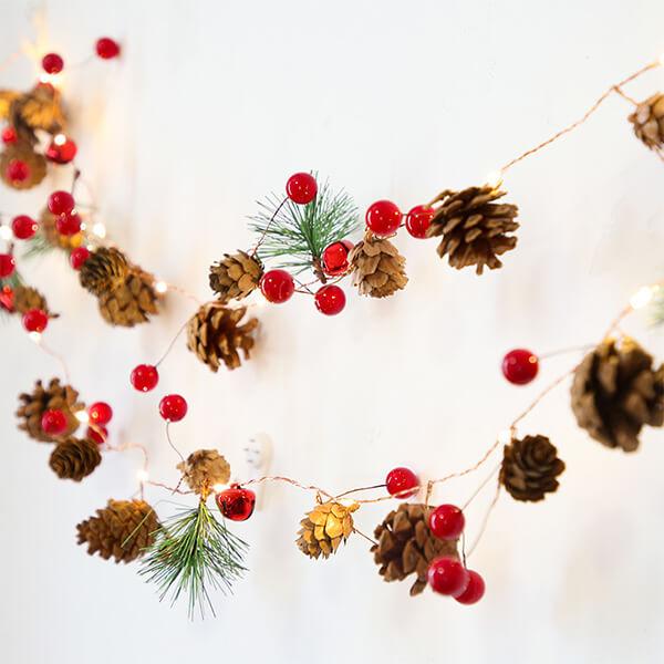 Kerstmis Dennenappel & Moerbei Decoratieve String Light