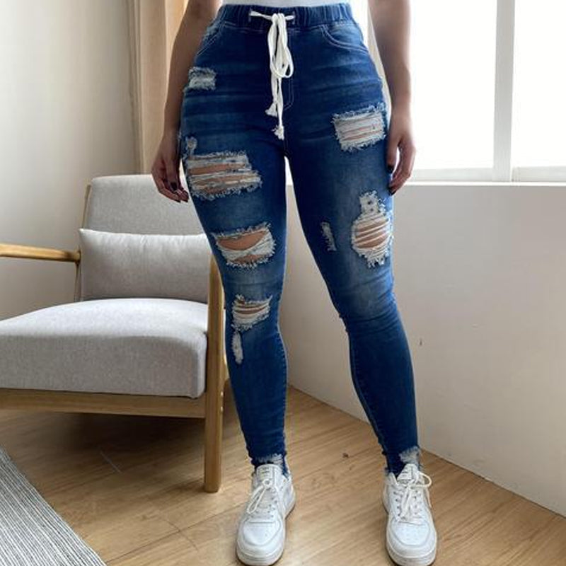 Hoge rekbare dames jeans