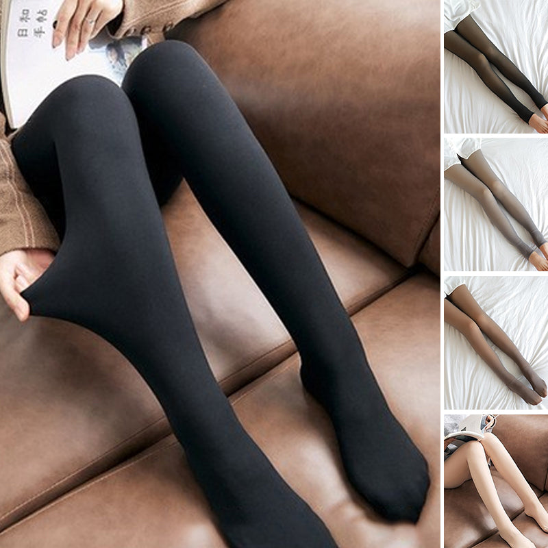 Vlekkeloze benen nep doorschijnende warme pluche gevoerde elastische panty
