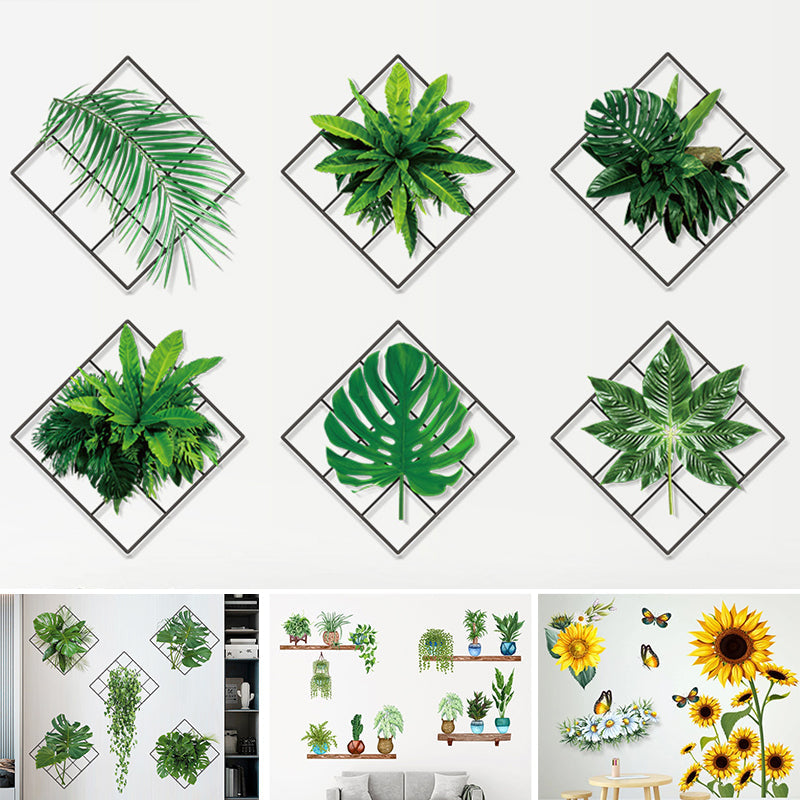 Groene plant 3D zelfklevende muursticker