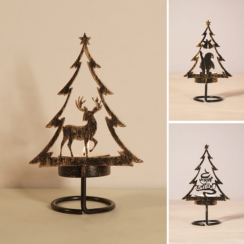 IJzeren kaarsenhouder in de vorm van een kerstboom