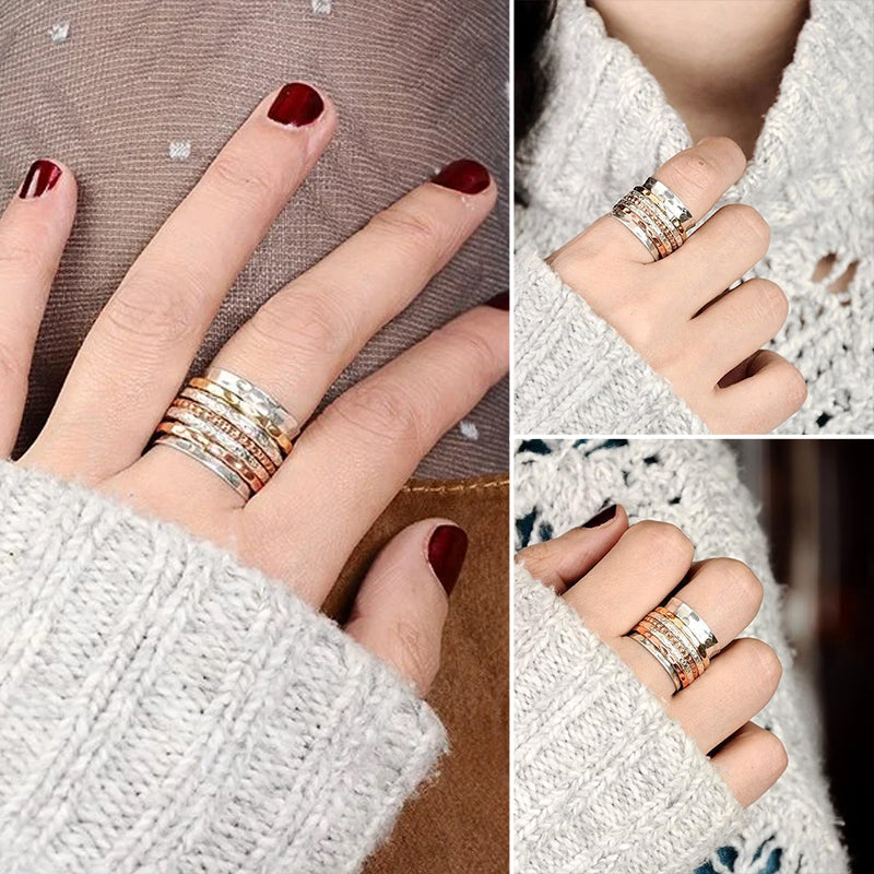 Boheemse meditatie brede band spinner ring