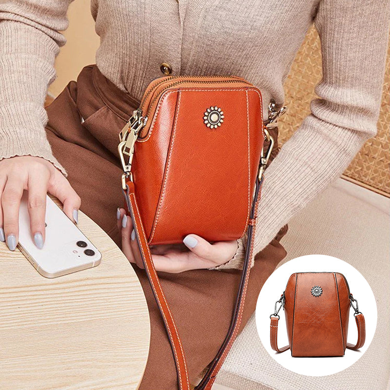 Mini-crossbodytas van zacht leer
