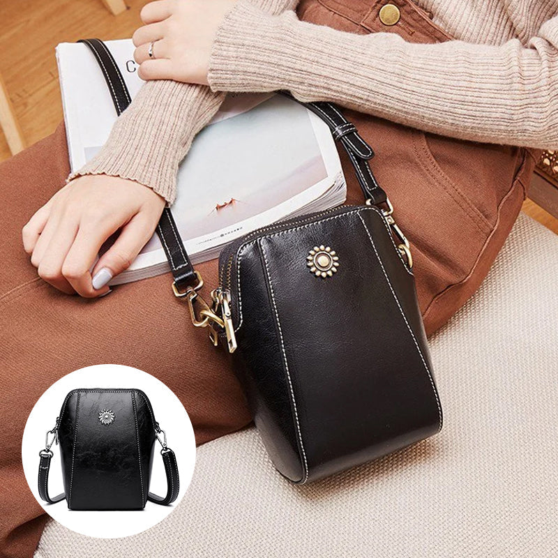 Mini-crossbodytas van zacht leer