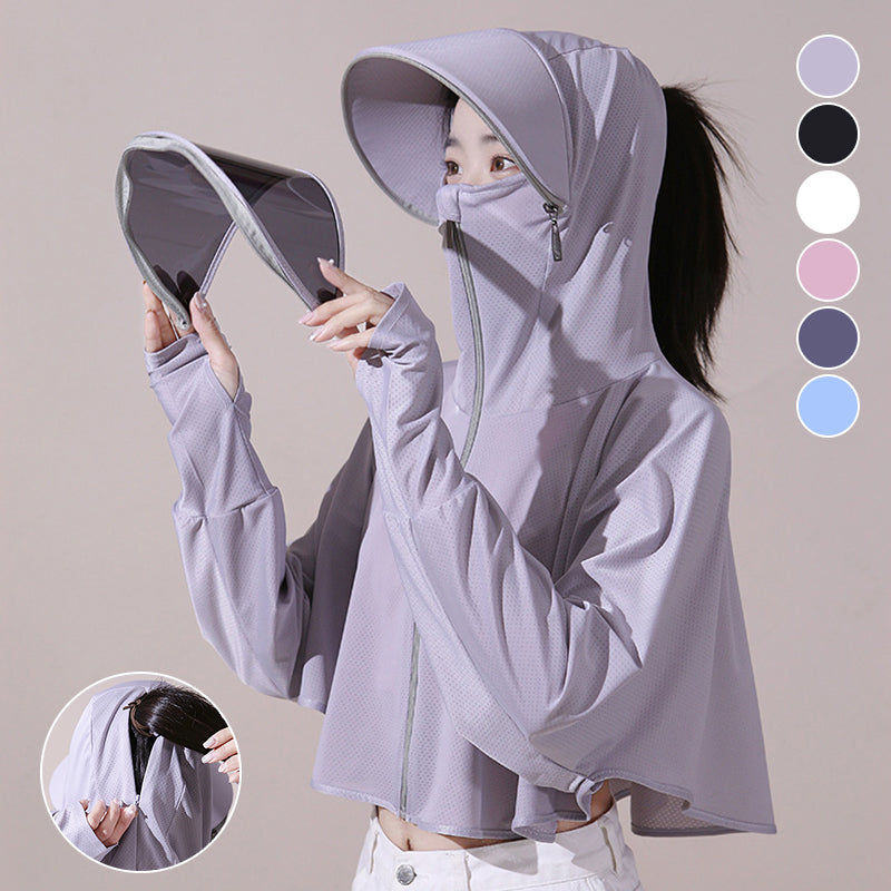 Ice silk windjack met uv-bescherming en capuchon