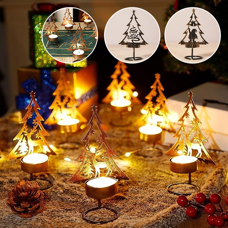 IJzeren kaarsenhouder in de vorm van een kerstboom