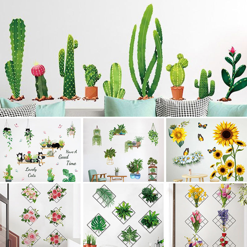 Groene plant 3D zelfklevende muursticker