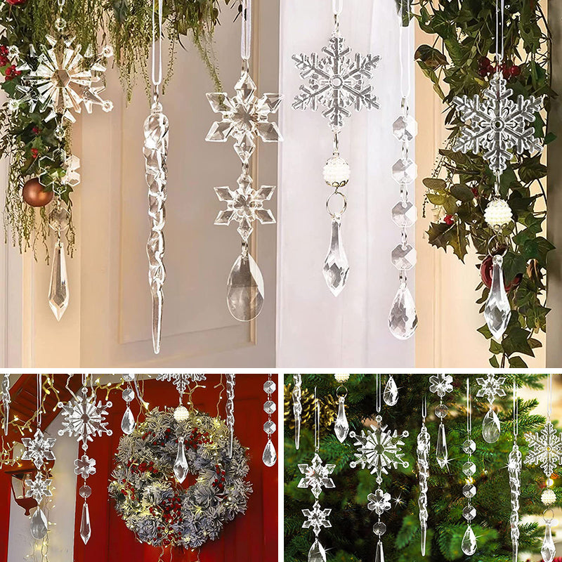 Kristallen kerstsneeuwvlokornamenten
