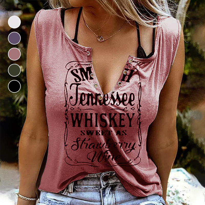 Mouwloze blouse met letterprint