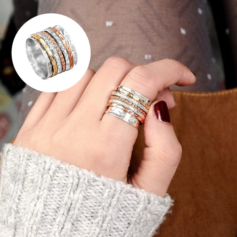 Boheemse meditatie brede band spinner ring