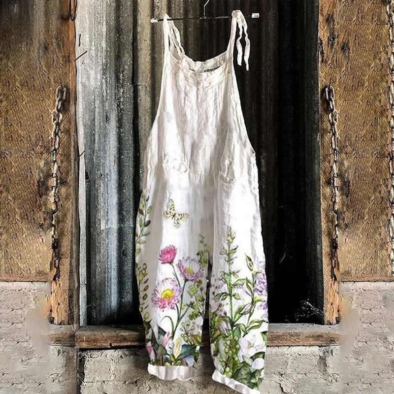Jumpsuit van katoenmix met bloemen