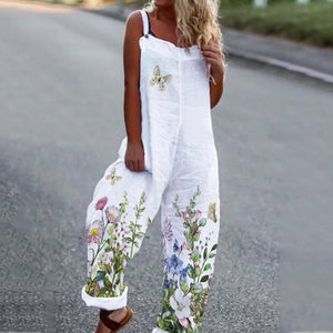 Jumpsuit van katoenmix met bloemen