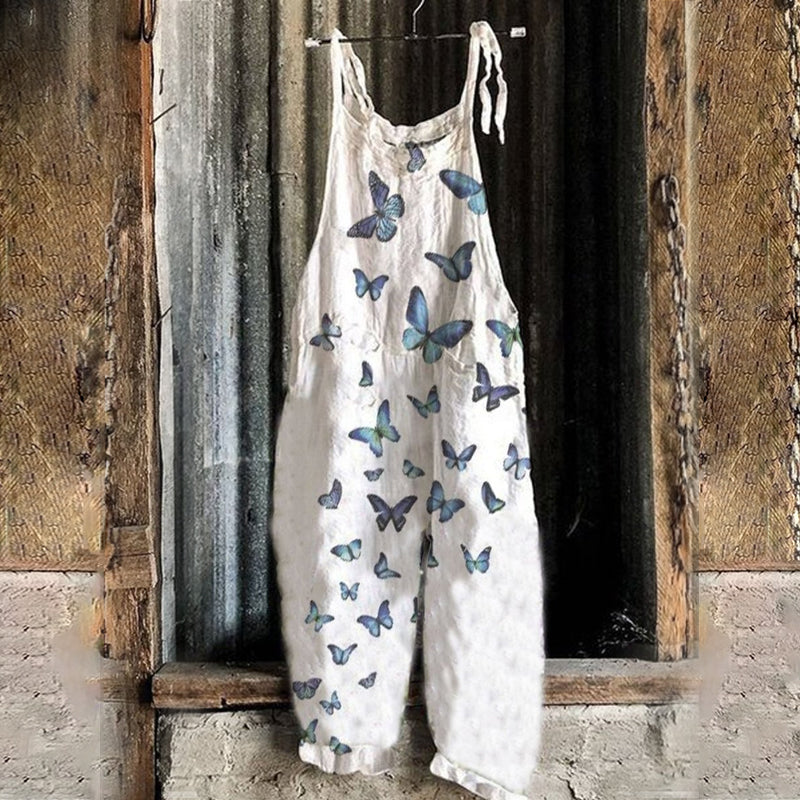 Jumpsuit van katoenmix met bloemen