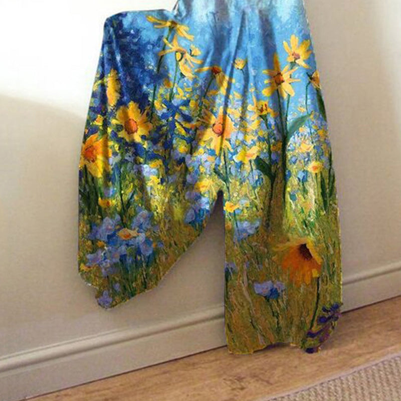 Jumpsuit van katoenmix met bloemen