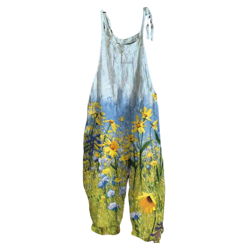 Jumpsuit van katoenmix met bloemen