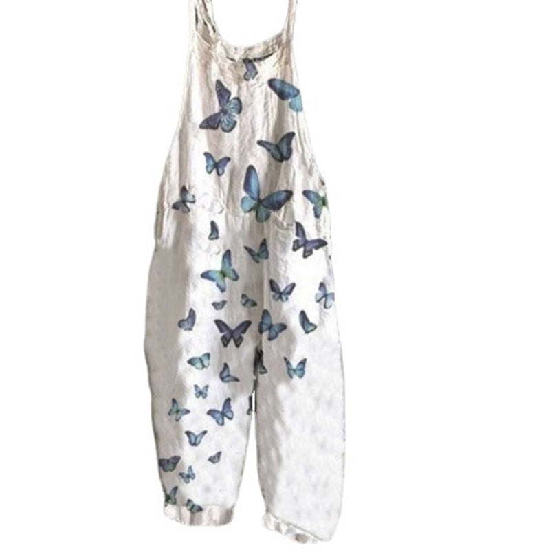 Jumpsuit van katoenmix met bloemen