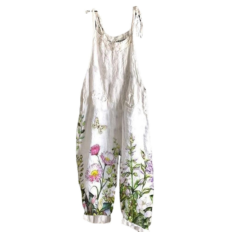 Jumpsuit van katoenmix met bloemen